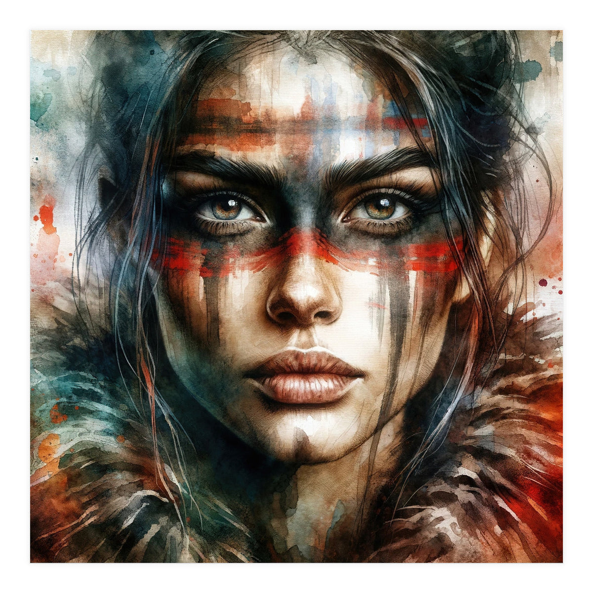 Watercolor Warrior Woman #2 (Print Only)