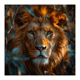 Close Up Majestic Lion Face Amidst Foliage (Print Only) thumbnail