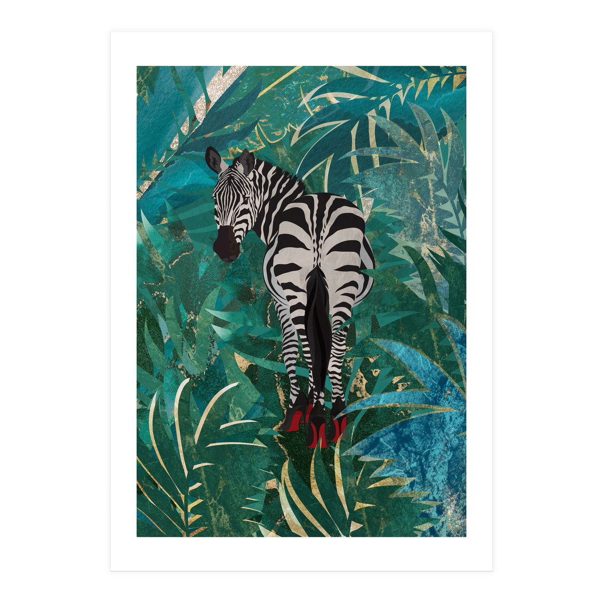 Zebra in the Jungle Heels  (Print Only)