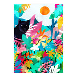 The Black Panther, Tropical Jungle Watercolor Painting, Botanical Forest Colorful Bohemian Illustration, Tiger Leopard Cheetah Animals (Print Only) thumbnail