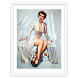 Beautiful Sexy Pinup In Posing Long White Dress thumbnail
