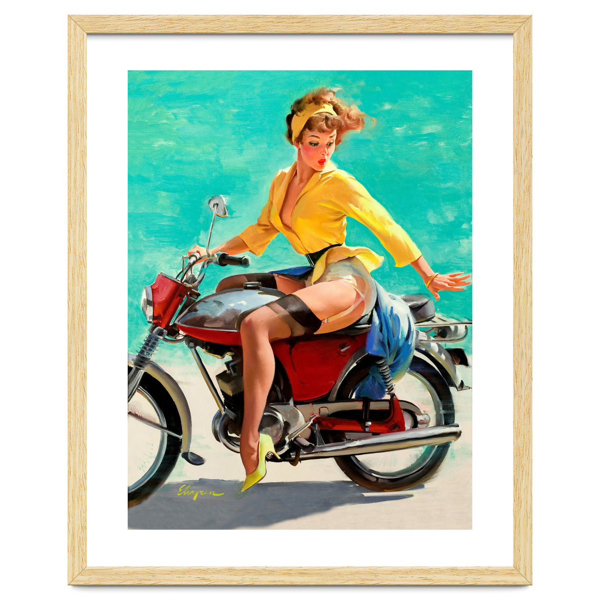 Pinup Sexy Motorcycle Girl