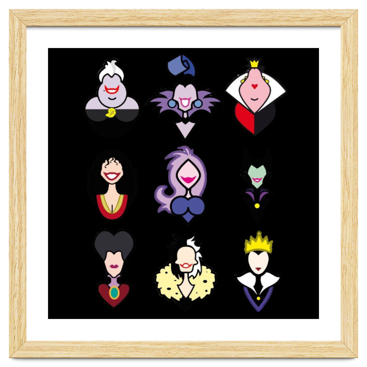 Disney Villains Cartoon Minimalist Faces