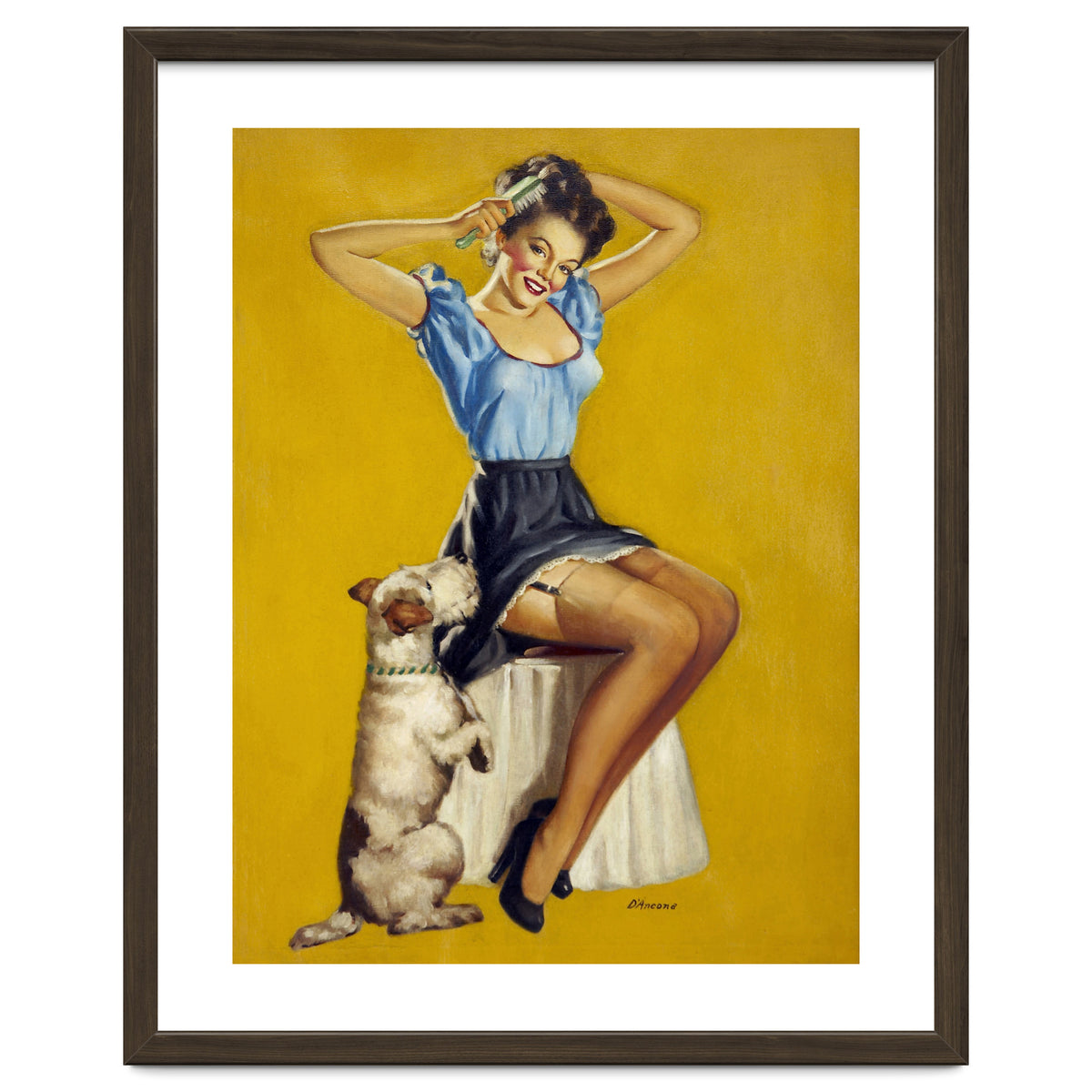 Pinup Woman Posing With Her Dog