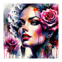 Rose Mantilla Flamenco Portrait (Print Only)