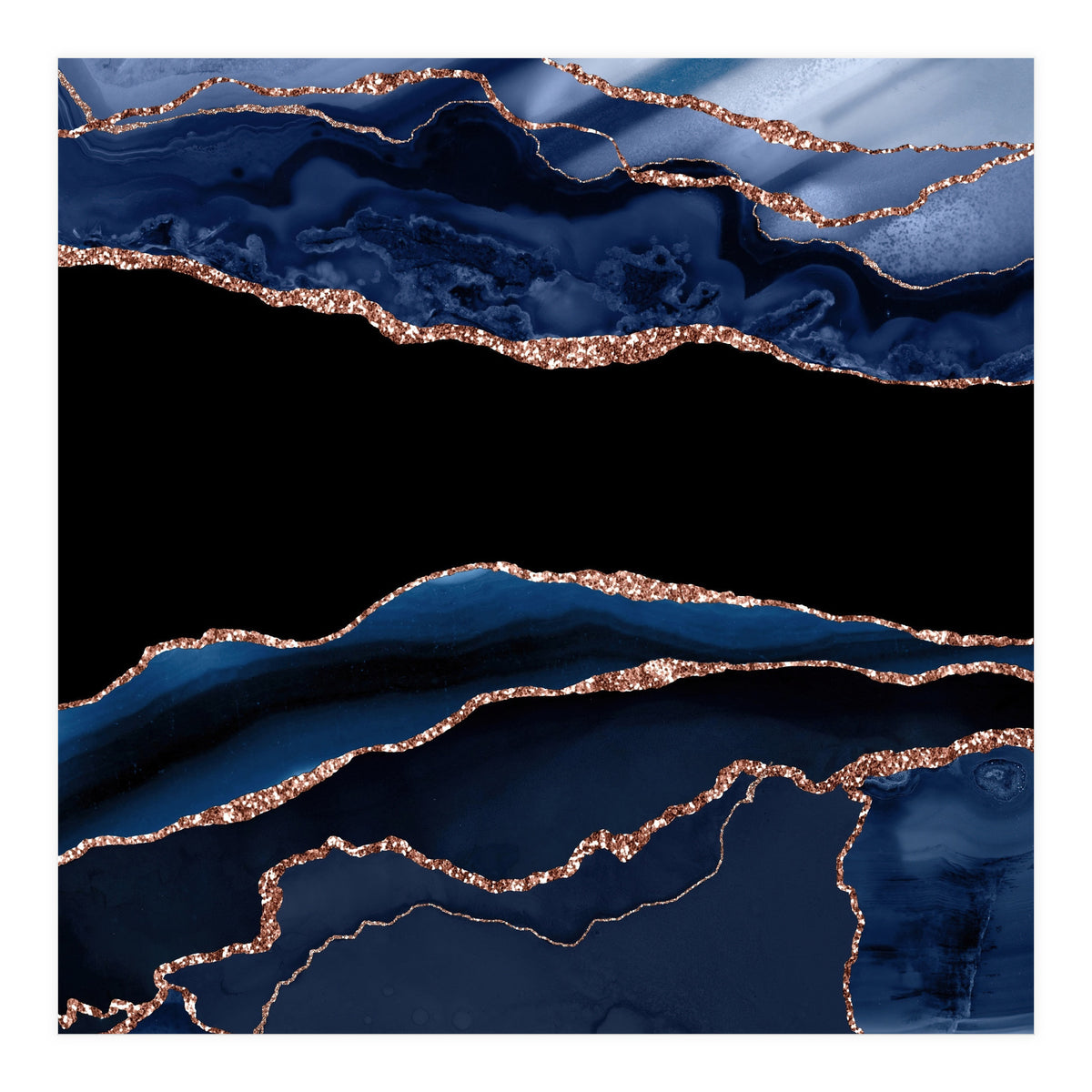 Navy & Rose Gold Agate Texture 11  (Print Only)