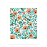 Tangerine Dreams, Orange & Mint Botanical Jungle Watercolor Painting, Colorful Plants Floral Summer (Print Only) thumbnail