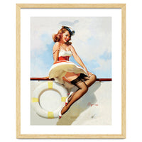 Sailing Pinup Girl With Captain Hat