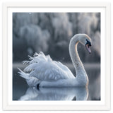 Majestic White Swan Gracefully Floating On Water thumbnail