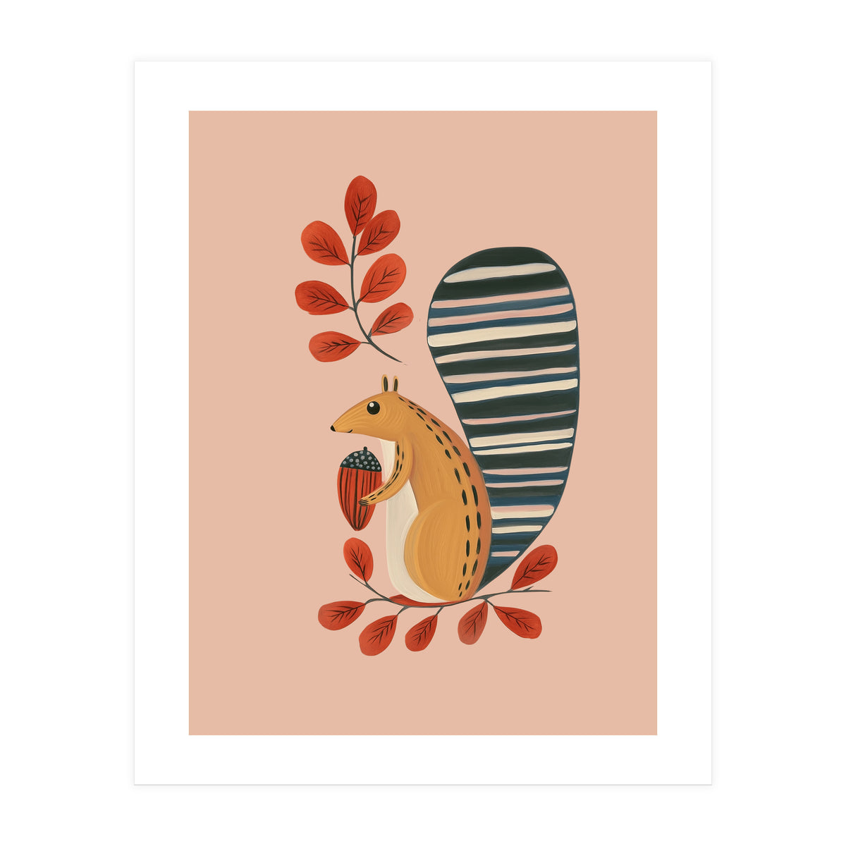 Squirrel In A Pink Autumn (Print Only)