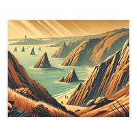 Vintage Cliffside Serenity Poster (Print Only)