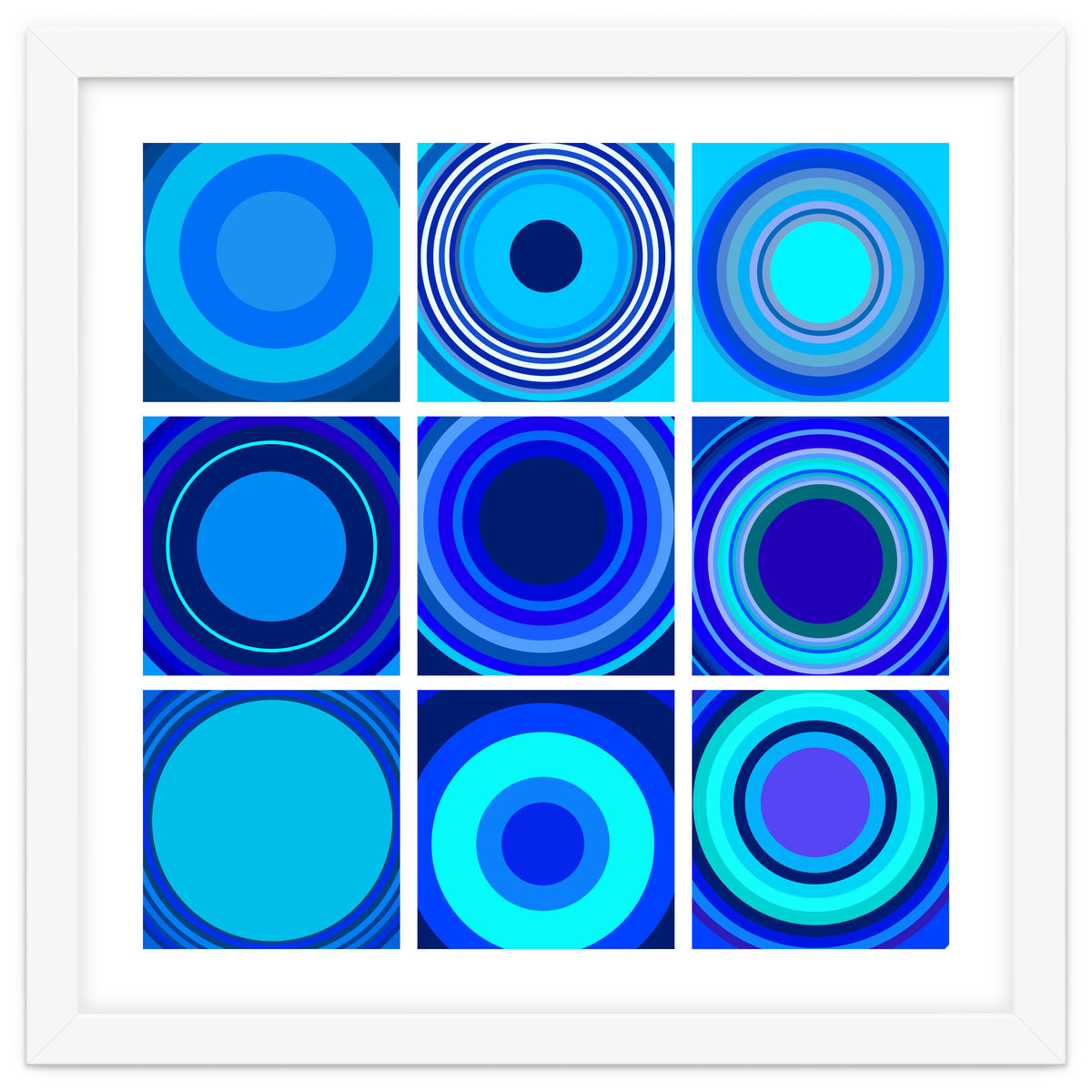 Circles & Rectangles Alt Blue 3 X 3: 3