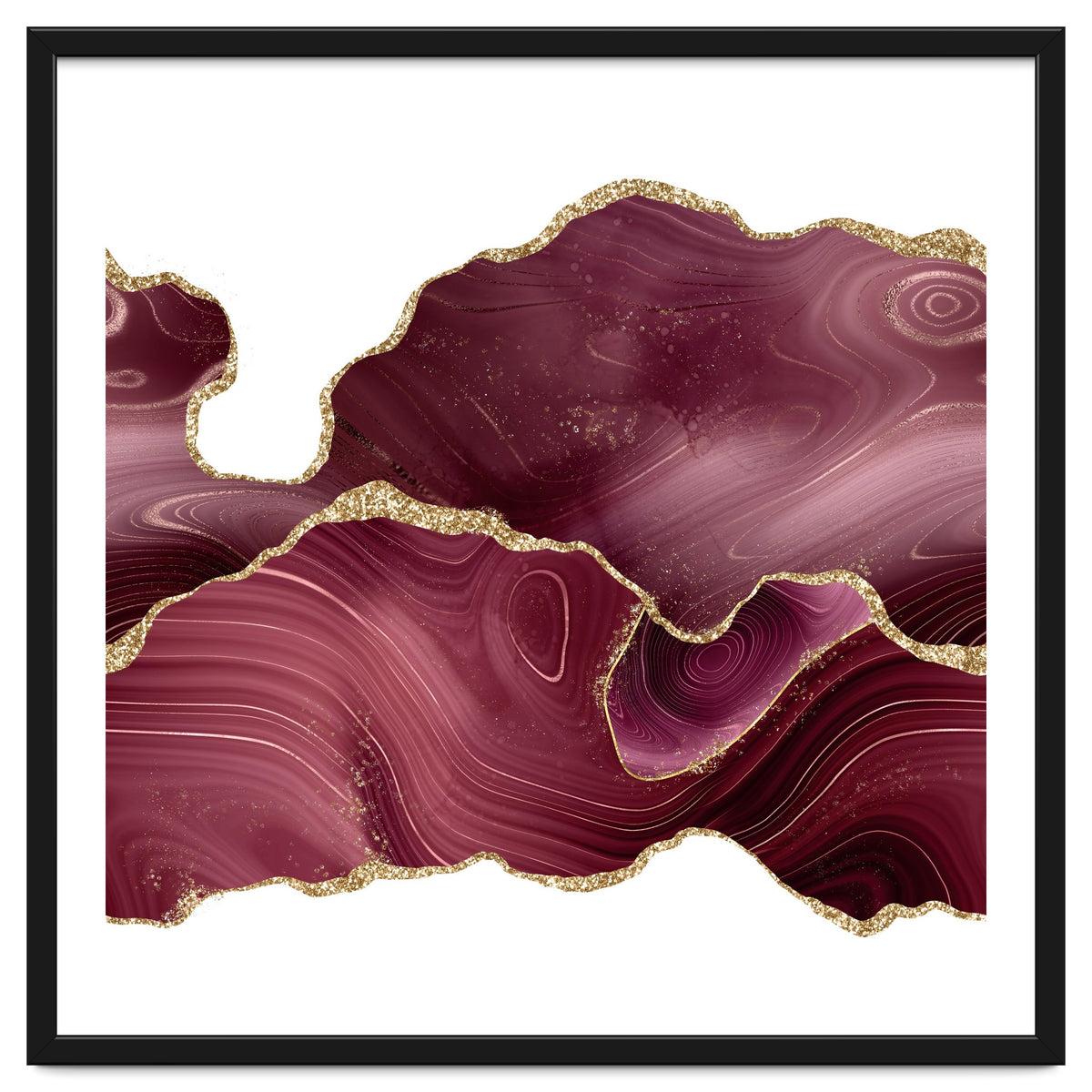 Burgundy & Gold Glitter Agate Texture 08