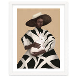 Woman In Stripes Holding A White Rabbit thumbnail