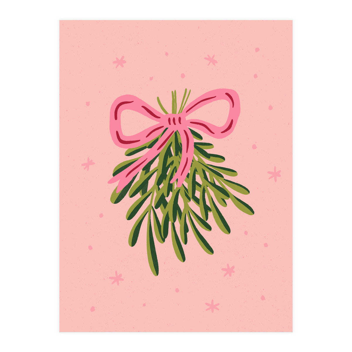 Mistletoe And Pink Bow (Print Only)