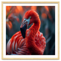 Vibrant Flamingo Close Up Portrait Outdoor Nature