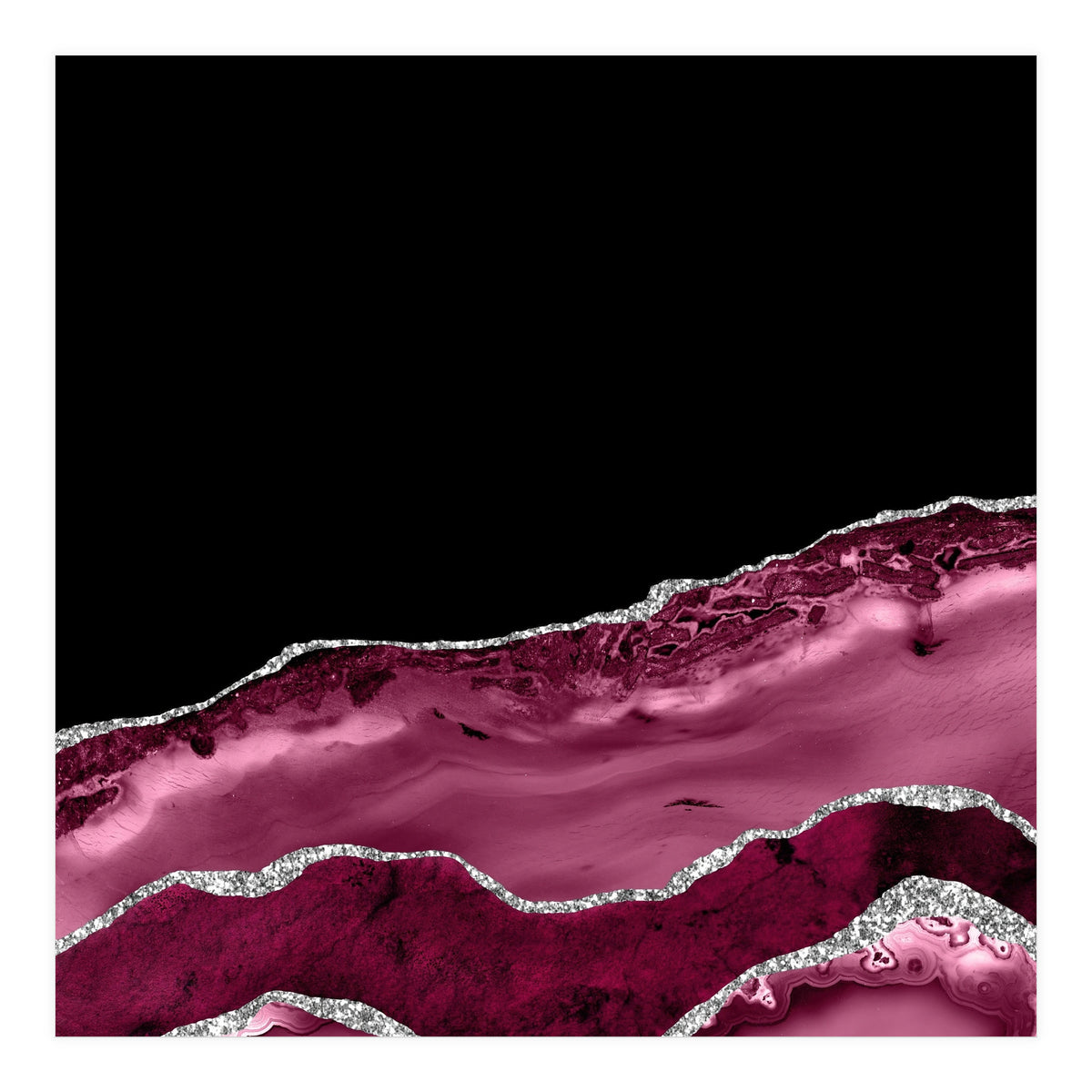 Burgundy & Silver Agate Texture 03 (Print Only)