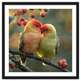 Two Lovebirds Sitting On A Branch thumbnail