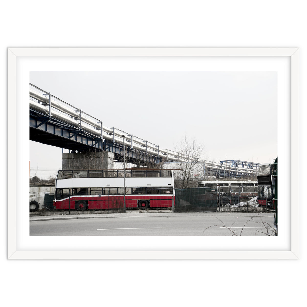 Abandoned Bus under the rail bridge