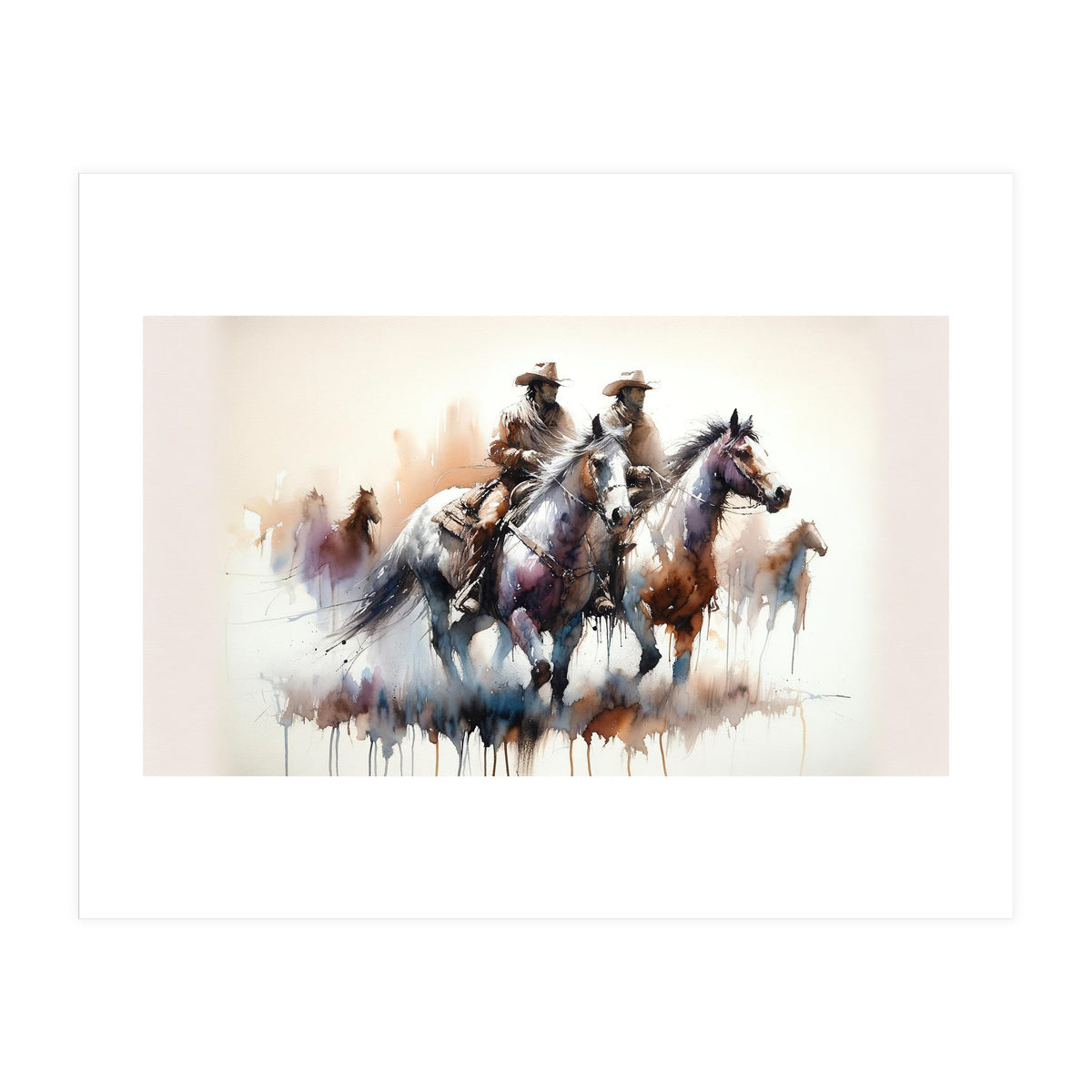 Cowboy Riders On Horses (Print Only)