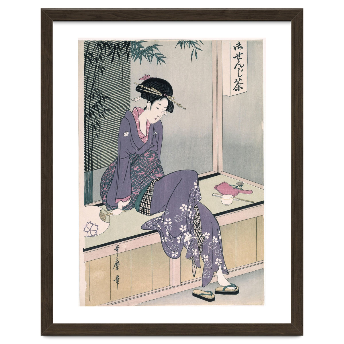 Kitagawa Utamaro (Copy) / 'Mujer sentada en una veranda', ca.  1798; 20th century, Japanese School.