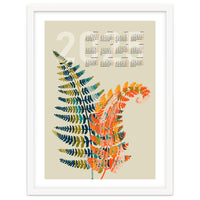 Calendar 2025 colorful fern leaves