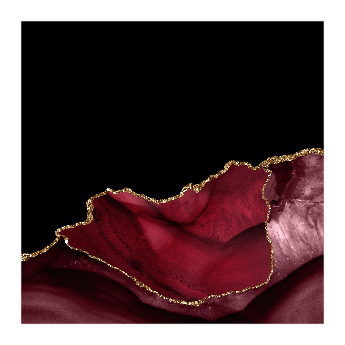 Burgundy & Gold Agate Texture 06  (Print Only)