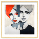 CHIC, Fashion in it's simplist form, two chic women head and shoulders portrait. thumbnail