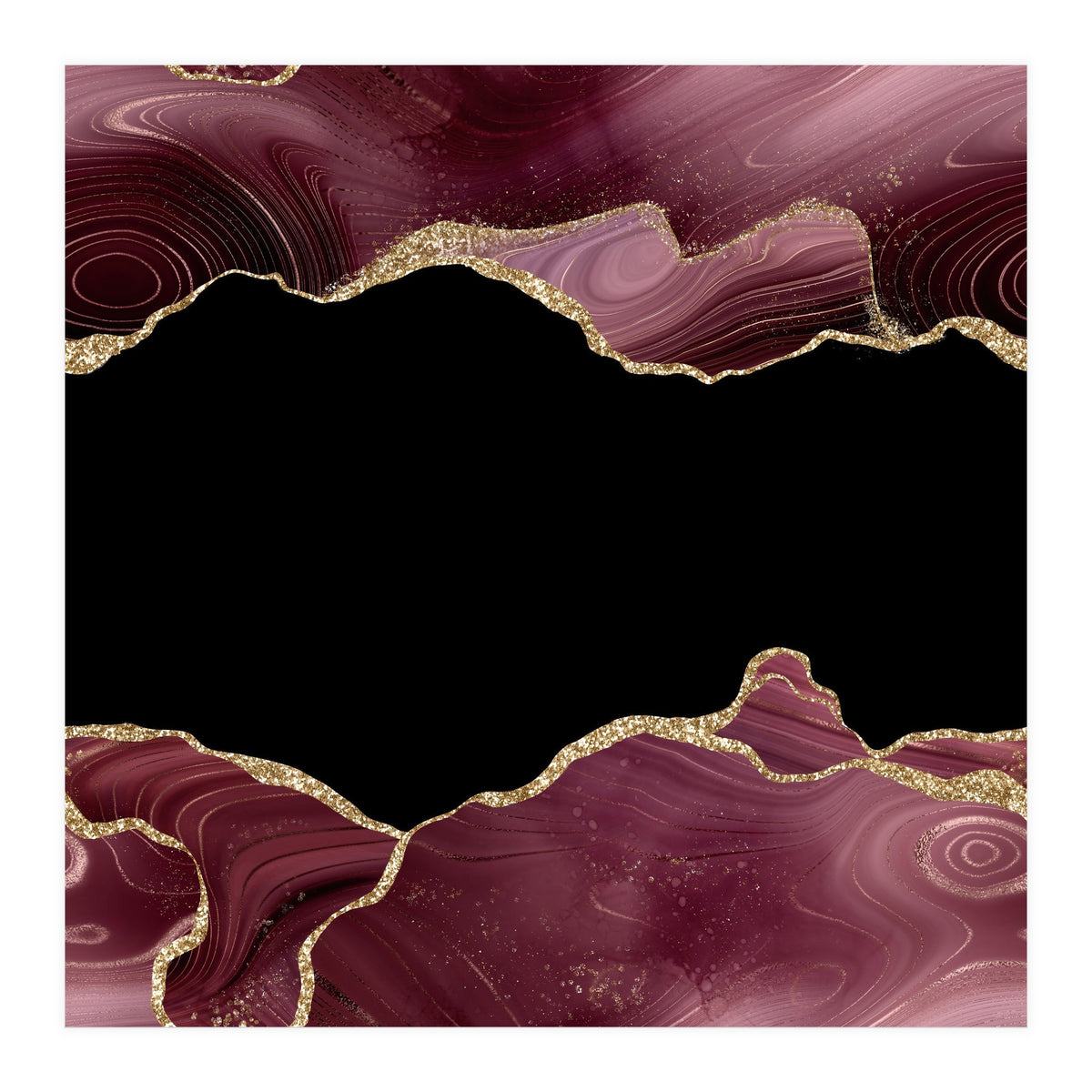 Burgundy & Gold Glitter Agate Texture 04 (Print Only)