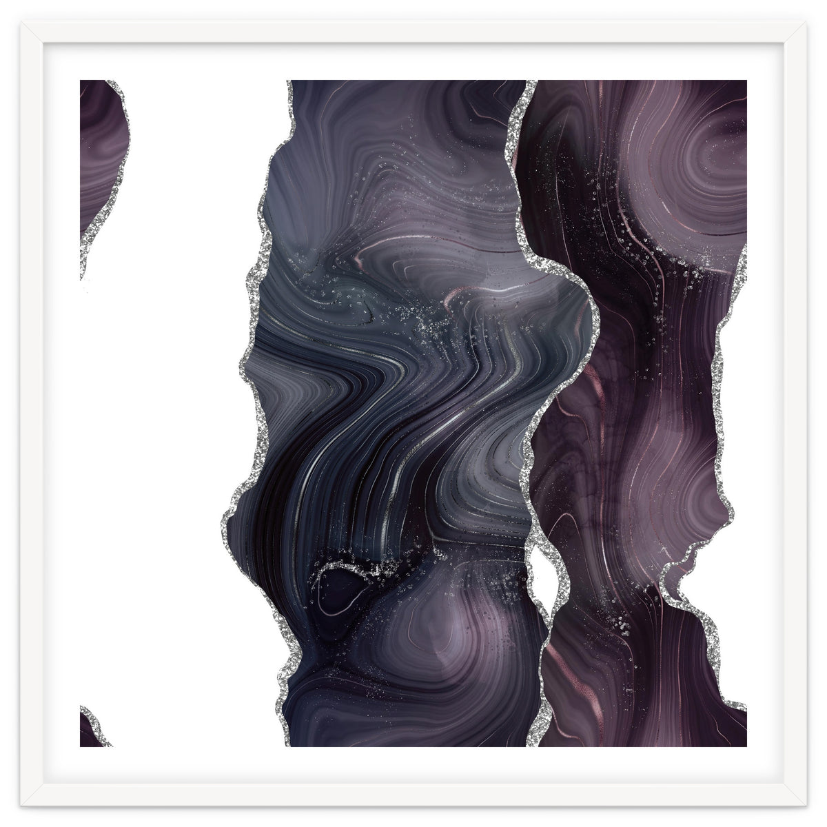 Black & Silver Glitter Agate Texture 06