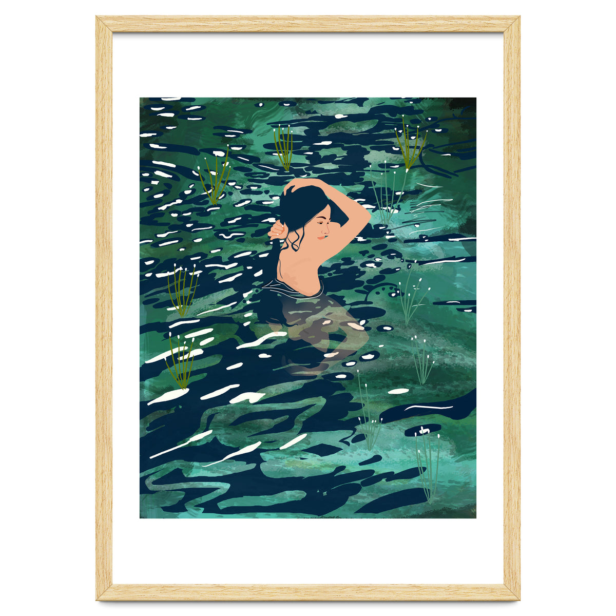 The Birth Of A Lake, Wild Nature Landscape Painting, Bohemian Woman Free Spirit