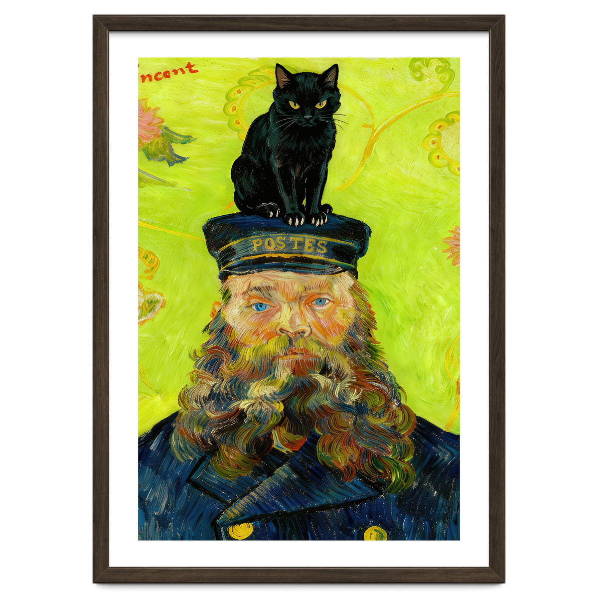 Black Cat on the Postman’s Hat, Van Gogh Inspired Painting