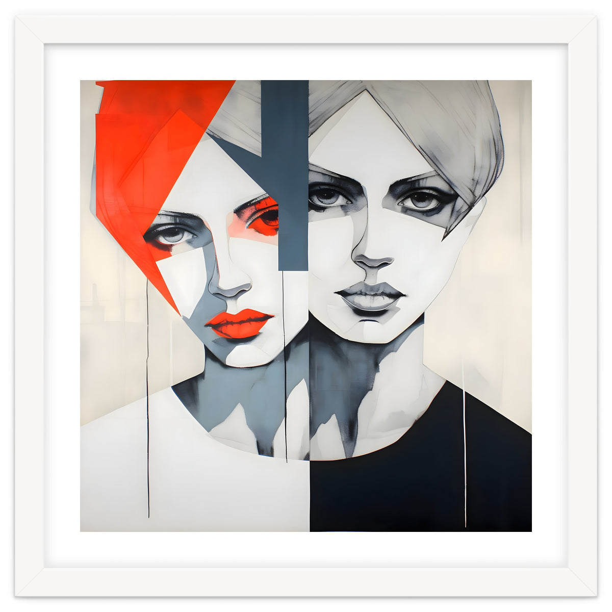 CHIC, Fashion in it's simplist form, two chic women head and shoulders portrait.