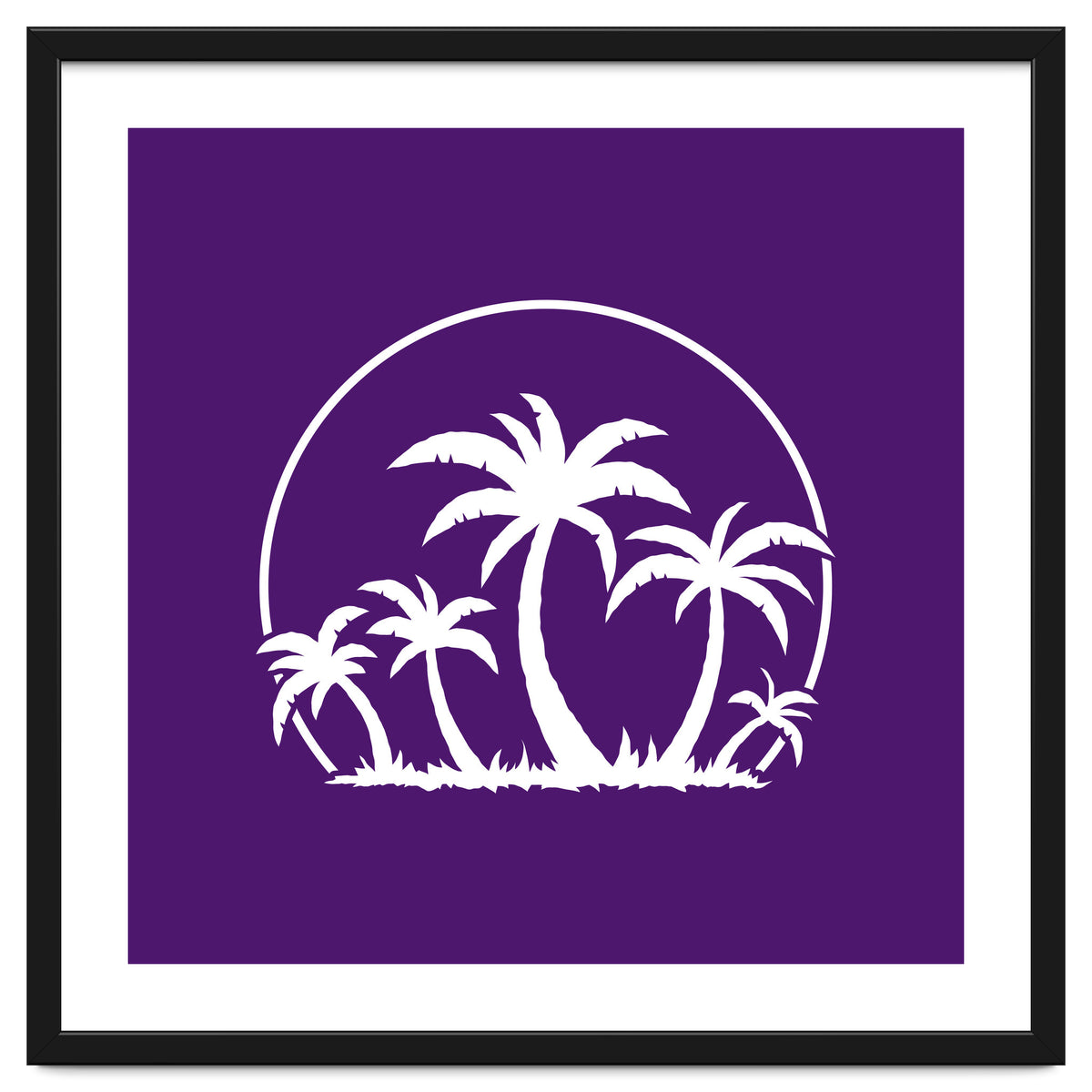 Palm Trees And Sunset in White