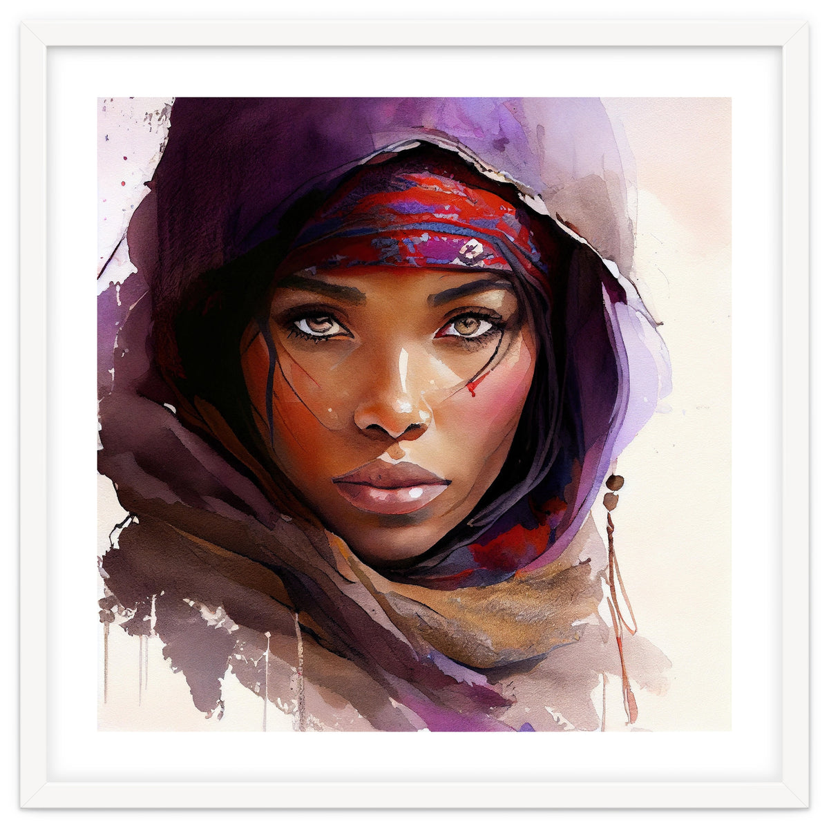 Amethyst Hood Tuareg Woman Portrait