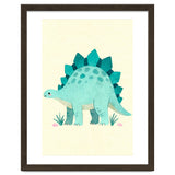 Teal Stegosaurus Watercolor Art, Cute Dinosaur Nursery Print, Whimsical Dino Illustration thumbnail