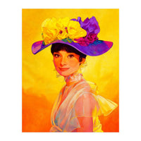 Audrey Hepburn Pop Art, Vibrant Floral Hat Portrait, Iconic Movie Star Illustration (Print Only)