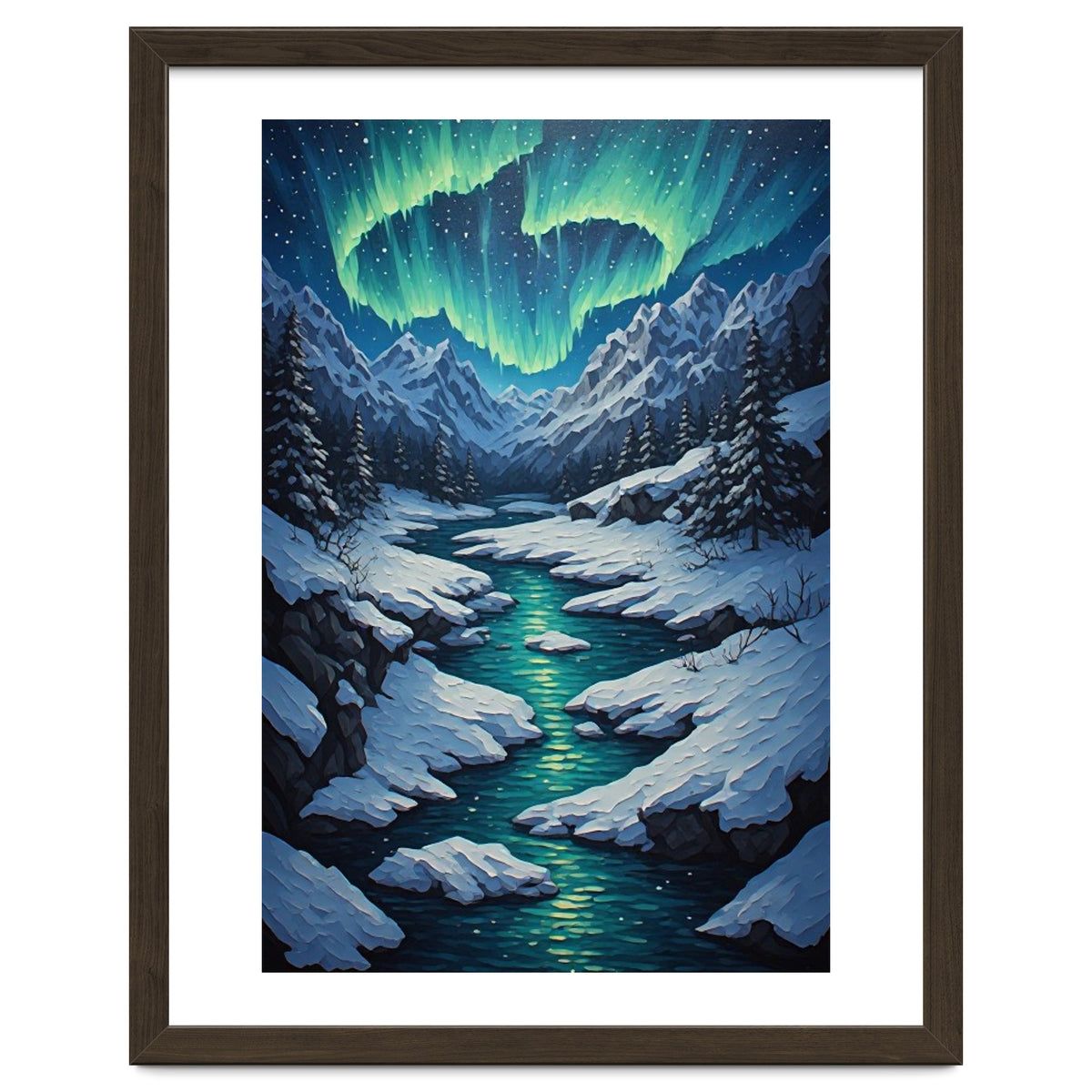 Ethereal Northern Lights: Arctic Winter Valley