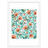 Tangerine Dreams, Orange & Mint Botanical Jungle Watercolor Painting, Colorful Plants Floral Summer thumbnail