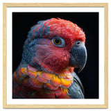 Close Up Parrot Face Red Blue Yellow Plumage thumbnail