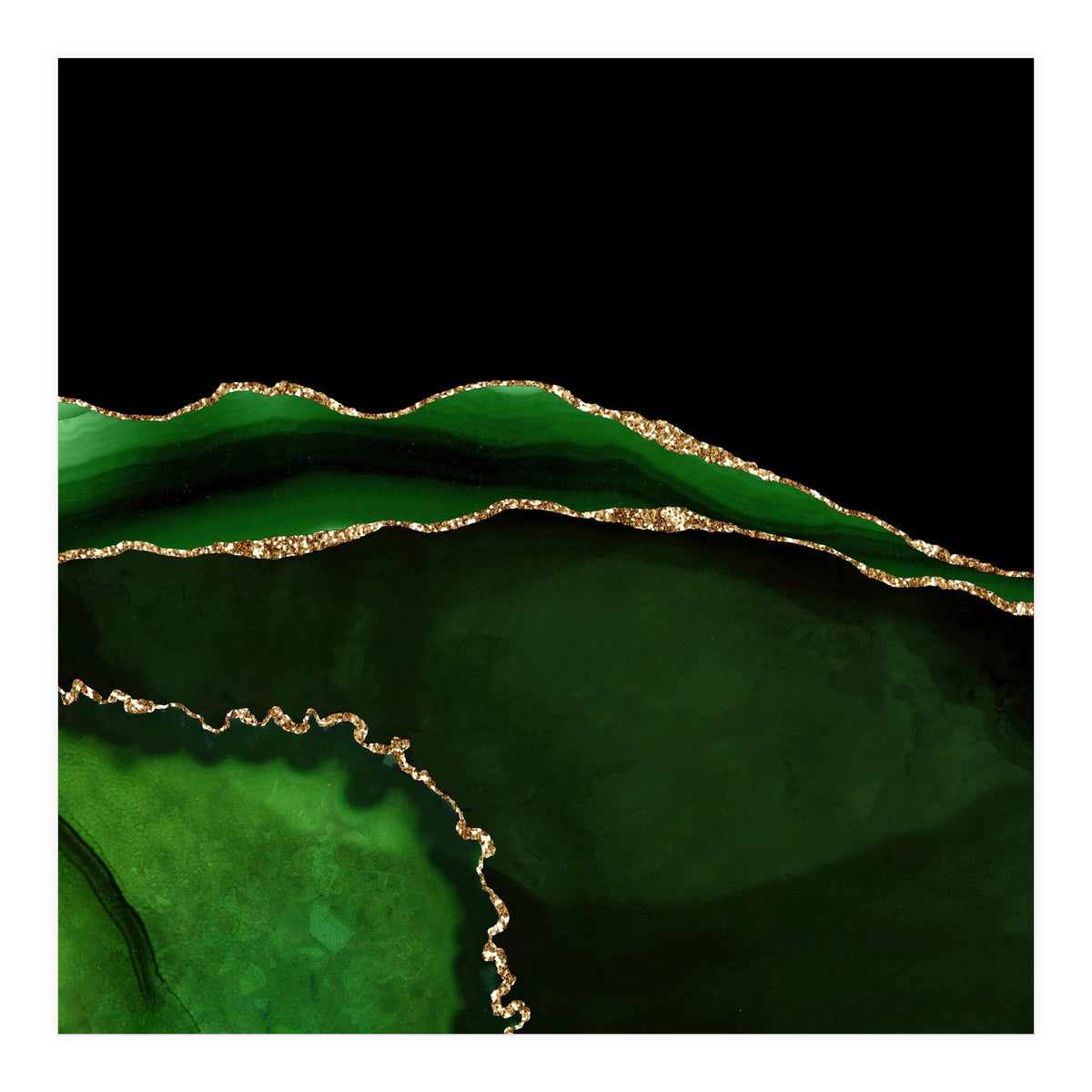 Green & Gold Agate Texture 05  (Print Only)