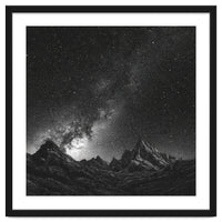 Starlit Mountain Majesty: Detailed Monochrome Milky Way
