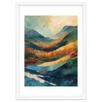 Textured Impasto Mountain Valley Landscape