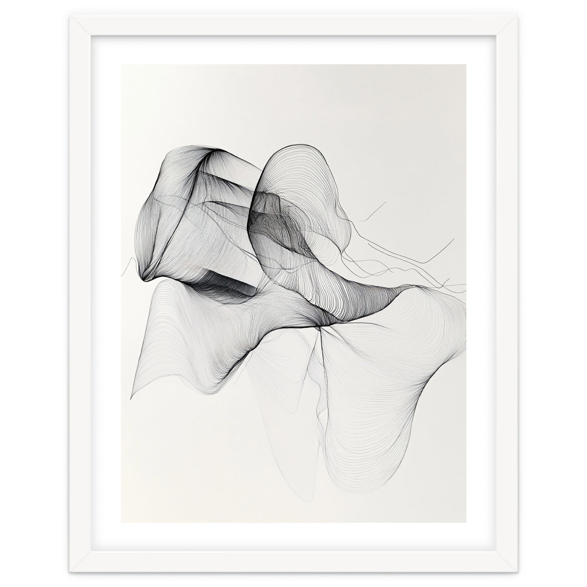 Abstract Black And White Flowing Lines Art