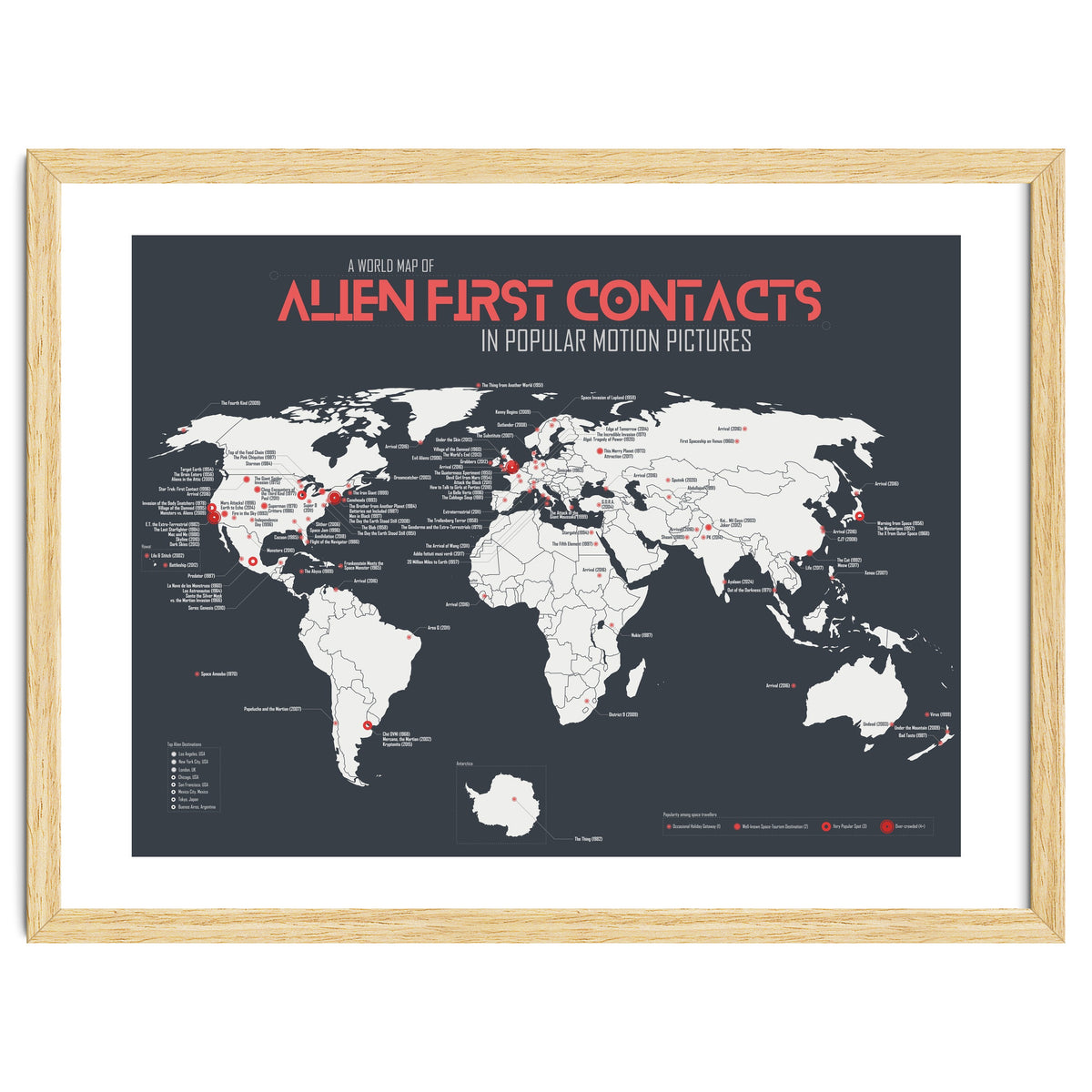 World Map of Alien First Contacts in Movies