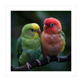 Two Lovebirds Sitting Together On A Branch (Print Only) thumbnail