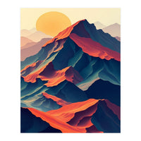 Dramatic Abstract Mountain Sunset Art (Print Only)