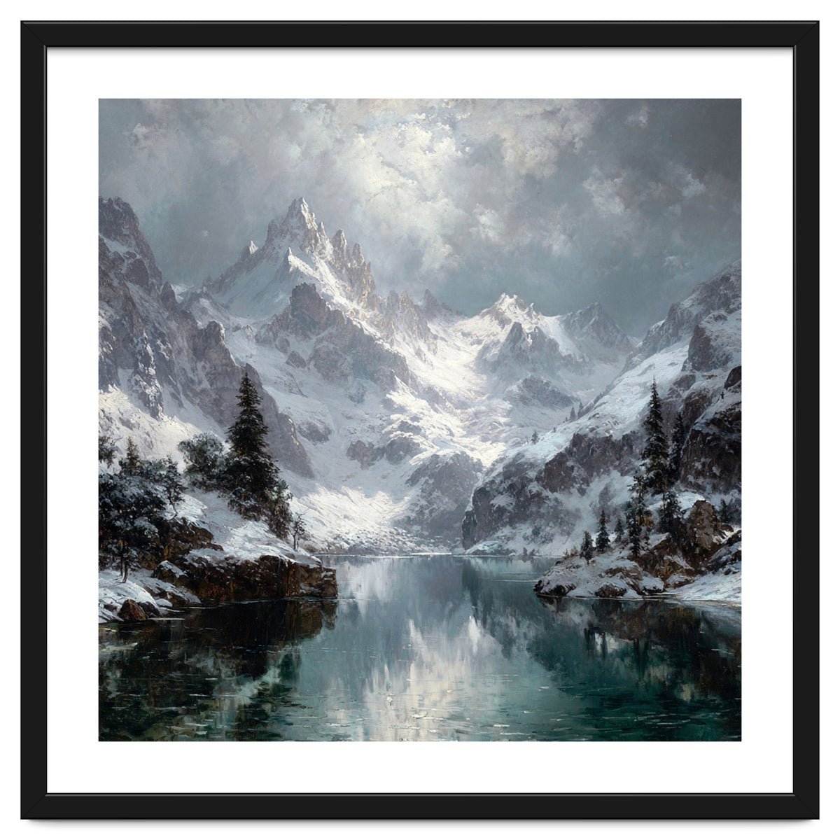 Majestic Snow-Capped Alpine Peaks Reflecting