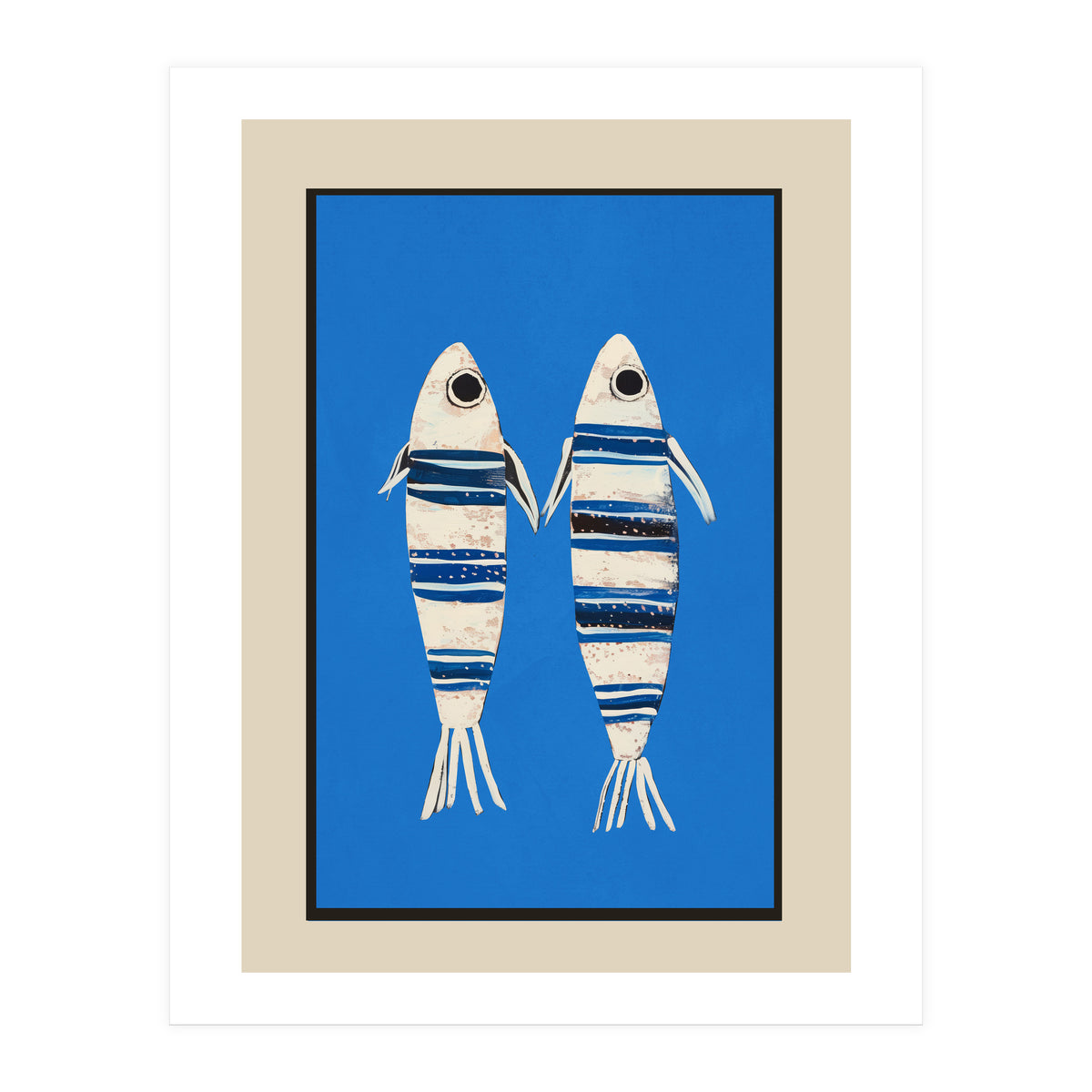 Minimal Fish On Blue (Print Only)