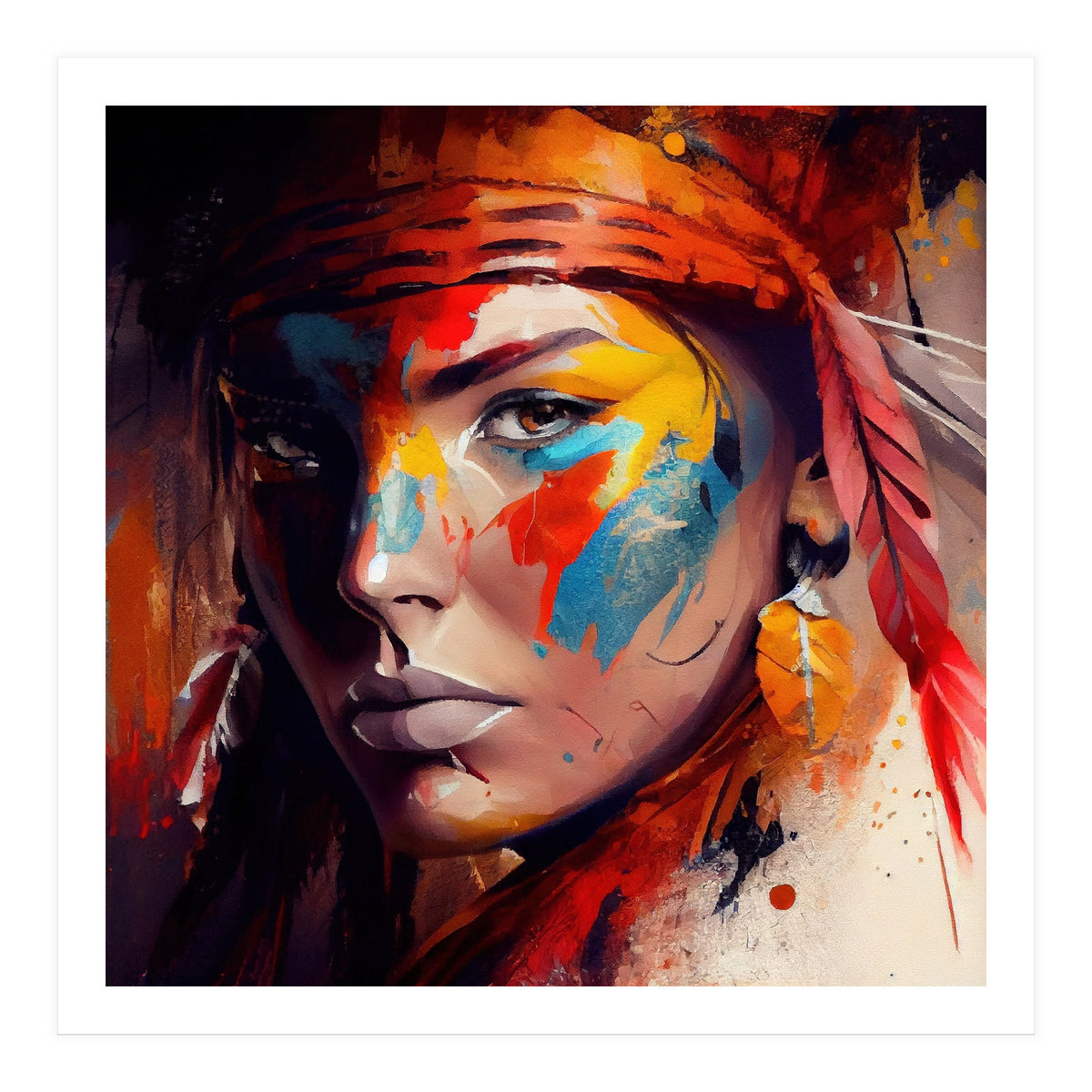 Powerful American Native Woman #4 (Print Only)